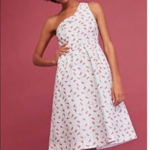 Anthropologie one shoulder Watermelon Dress